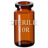 ISO 10R Amber Sterile Open Vials, Depyrogenated, Nested Tray of 96 pieces