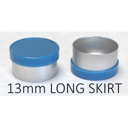 13mm Long Skirt Flip Cap Seal, Cyan Blue, Bag of 1,000