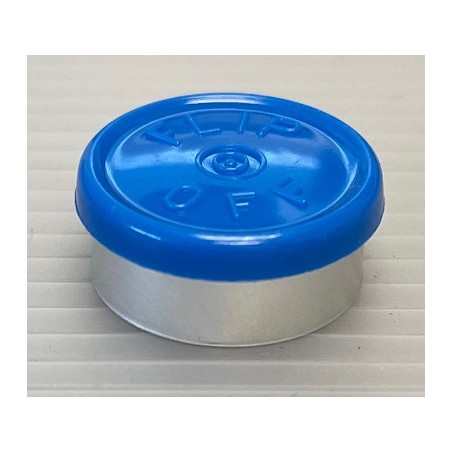 20mm Flip Off Vial Seals, Royal Blue, Bag of 1000. Manufactured by West Pharma (USA)
