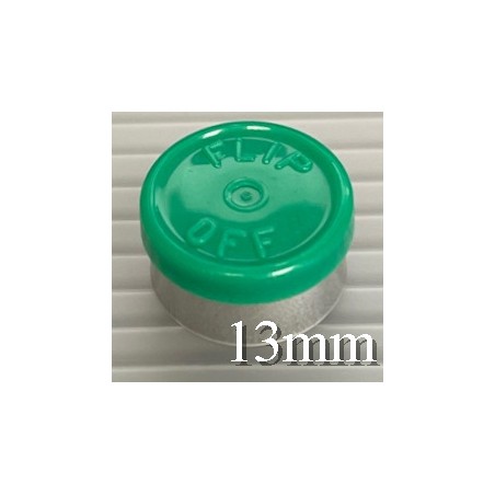 13mm Flip Off Vial Seals, Green, Bag of 1000