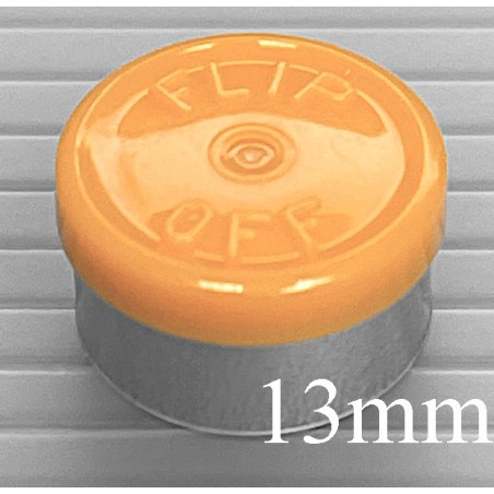13mm Flip Off Vial Seals, Faded Light Orange, Pack of 100