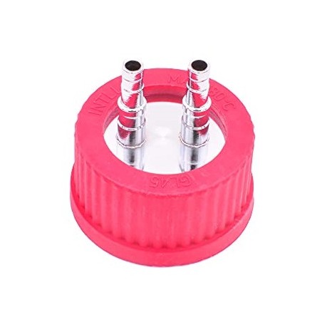 GL45 Cap with Stainless Steel Connection Hose Barbs, Pk 1