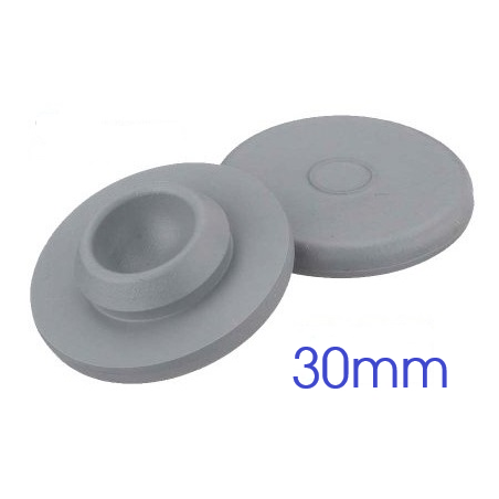 30mm Gray Vial Stoppers, Chlorobutyl, Pk 100