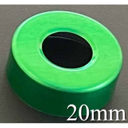 20mm Hole Punched Vial Seals, Green, Bag 1000