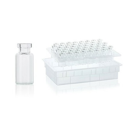 ISO 2R Clear Open Sterile Vials, Protective Nested Tray in Tub, 100pc