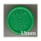 13mm Flip Off Vial Seals, Green, Pack of 100